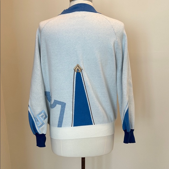 Vintage Blue and White Women's Cardigan - Picture 3 of 5